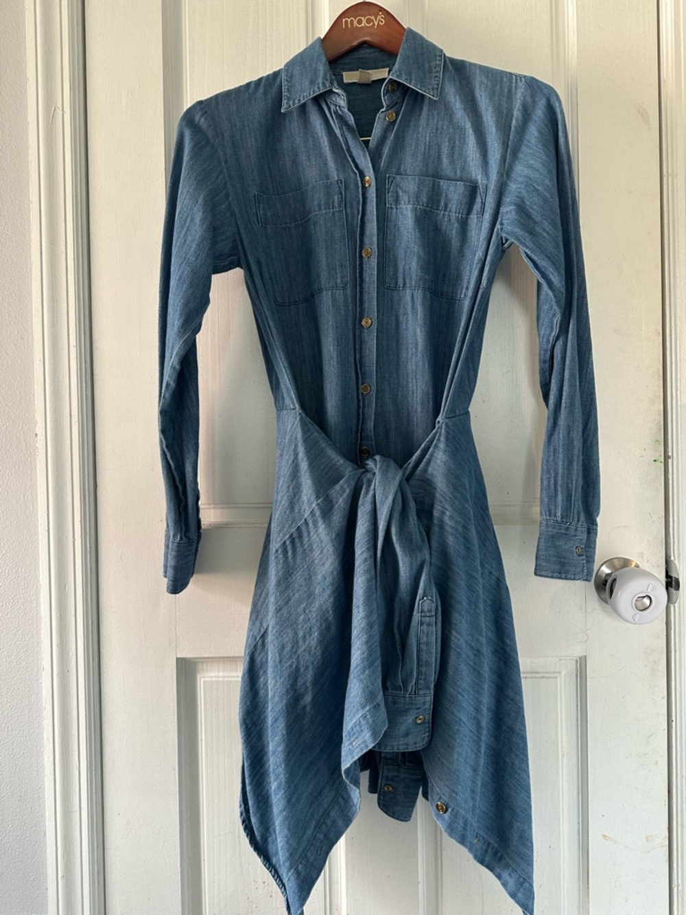 Michael Kors Denim Wraparound Waist Shirt Dress